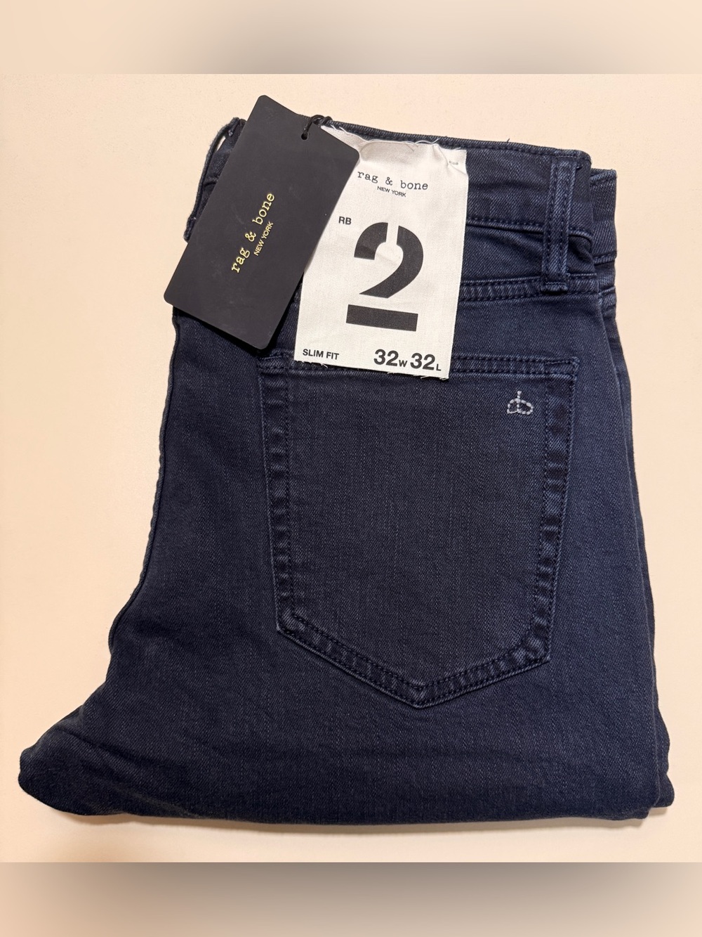 rag & bone Men’s Slim Fit Jeans in Dark Navy(brand new)